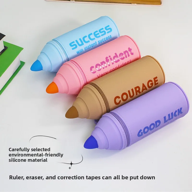 الكرتون مقلمة من السيليكون منظم مكتب القرطاسية حقيبة التخزين للطي حاوية القلم الحقيبة حامل القلم الرصاص اللوازم المدرسية