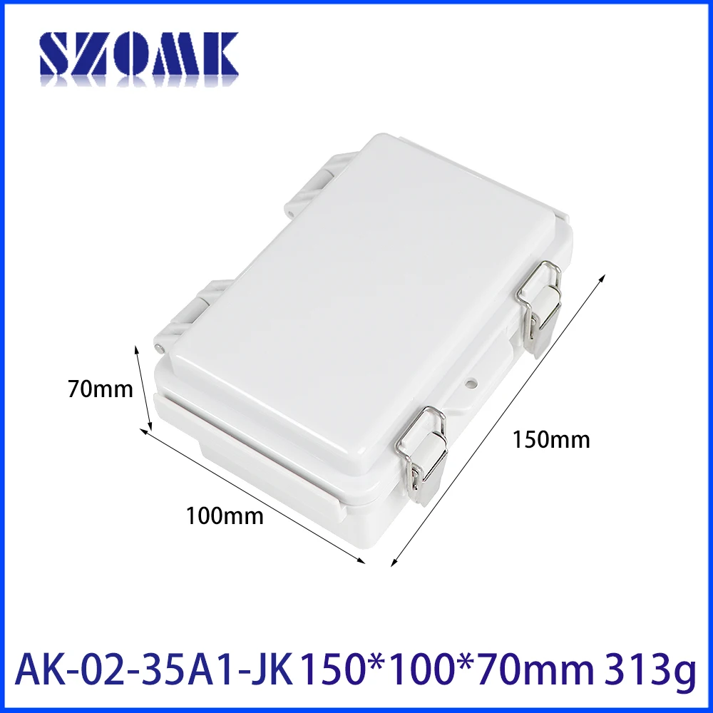 100x150x70mm Hinged Plastic Enclosure Ip67 Waterproof Anti Impact Box Abs Enclosure With Metal Latches