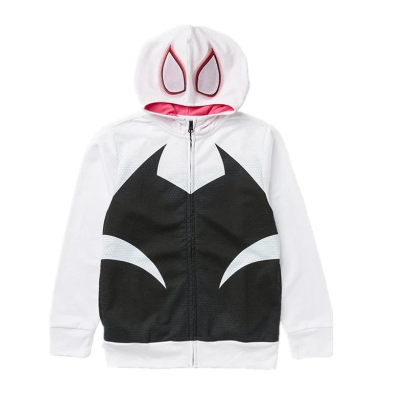 Super-herói Spiderman Hoodies para meninos e meninas, camisola com zíper, jaqueta Spider Gwen, traje Cosplay Anime, Miles Morales