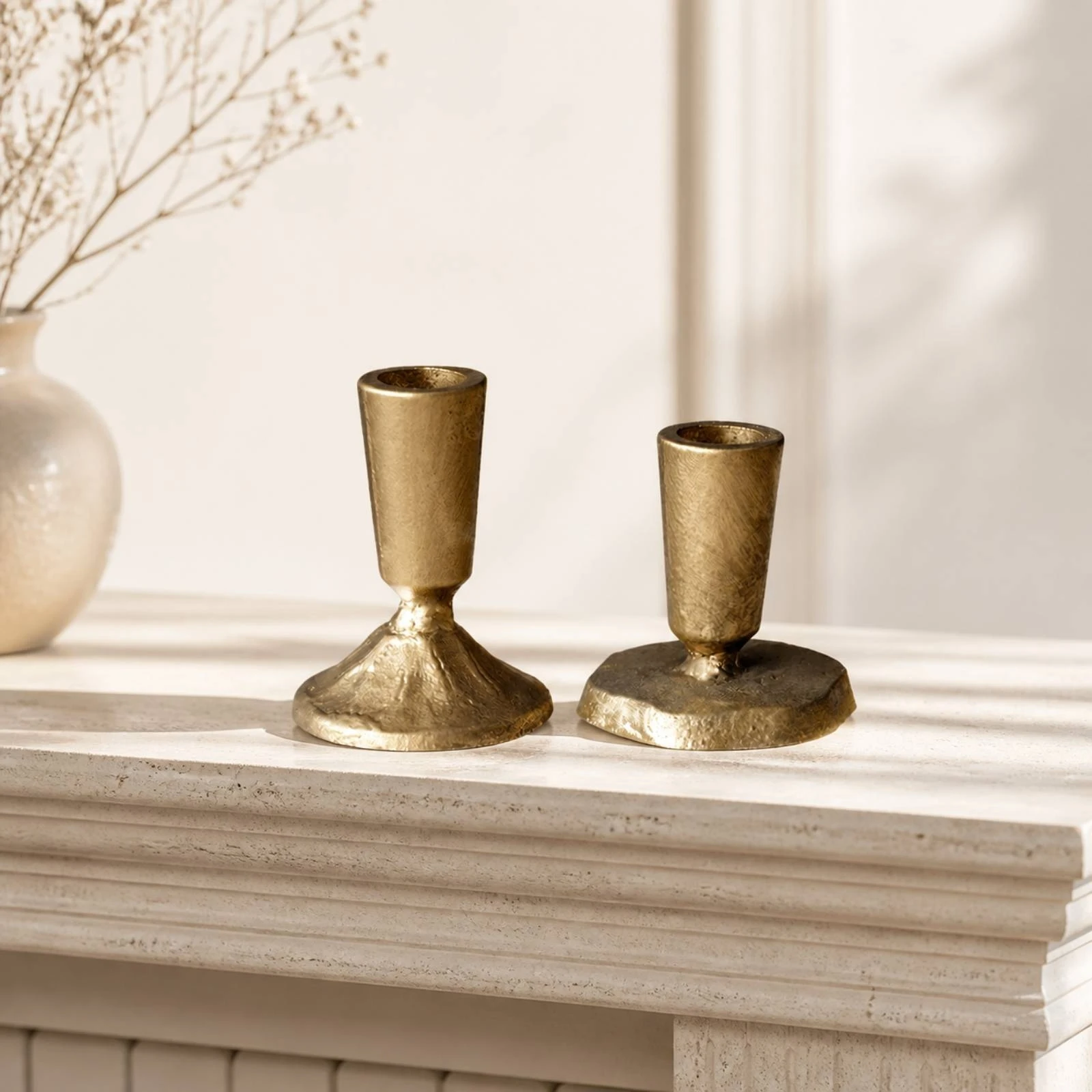 Sculpted Plaster Candle Holder Elegant Plaster Candle Holders Easy to Clean Modern for Ceremonial Settings, Dining Rooms