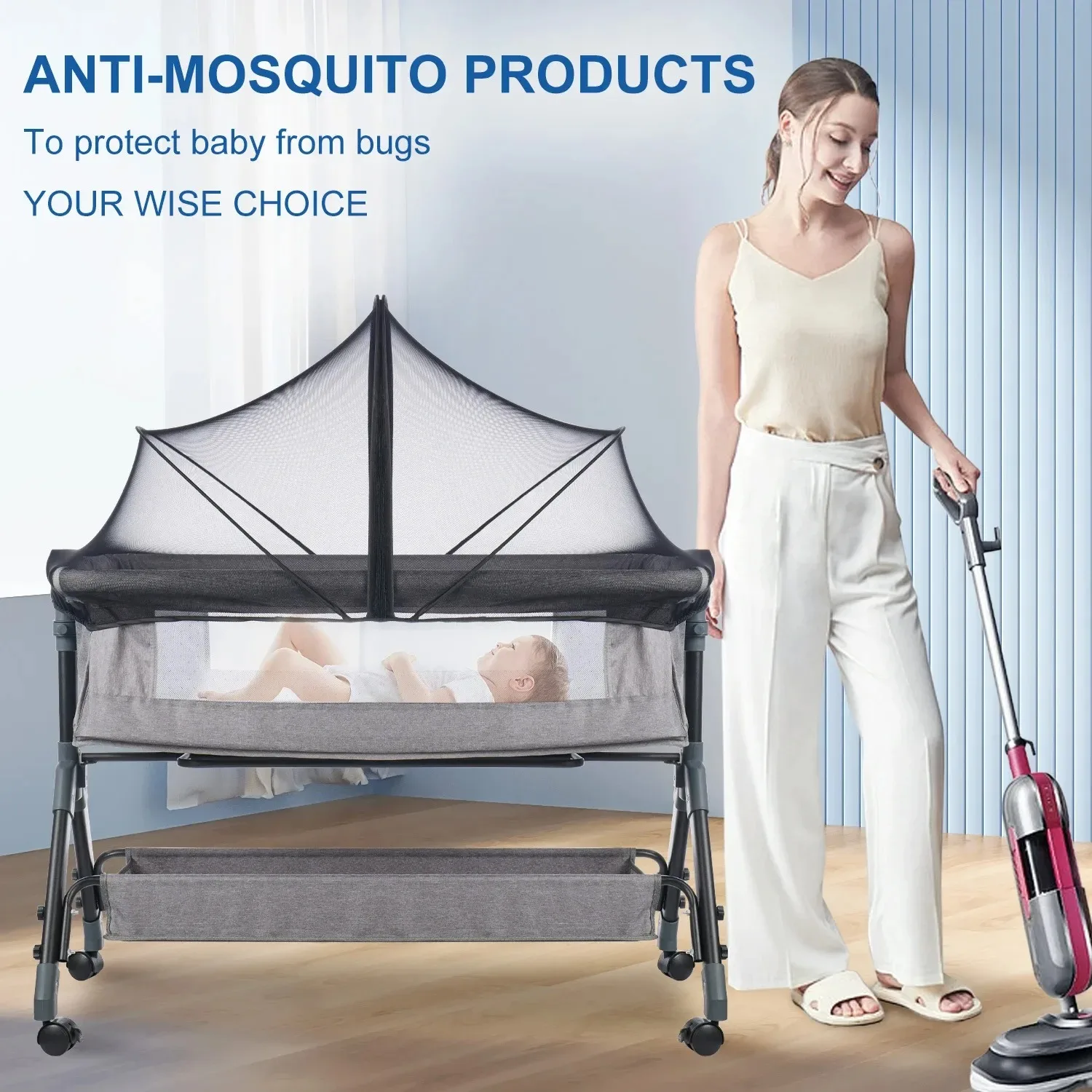 Mosquito Net for Baby Bed Four Seasons Universal Newborn Baby Removable Portable Ventilate Foldable Encrypted Crib Protectors