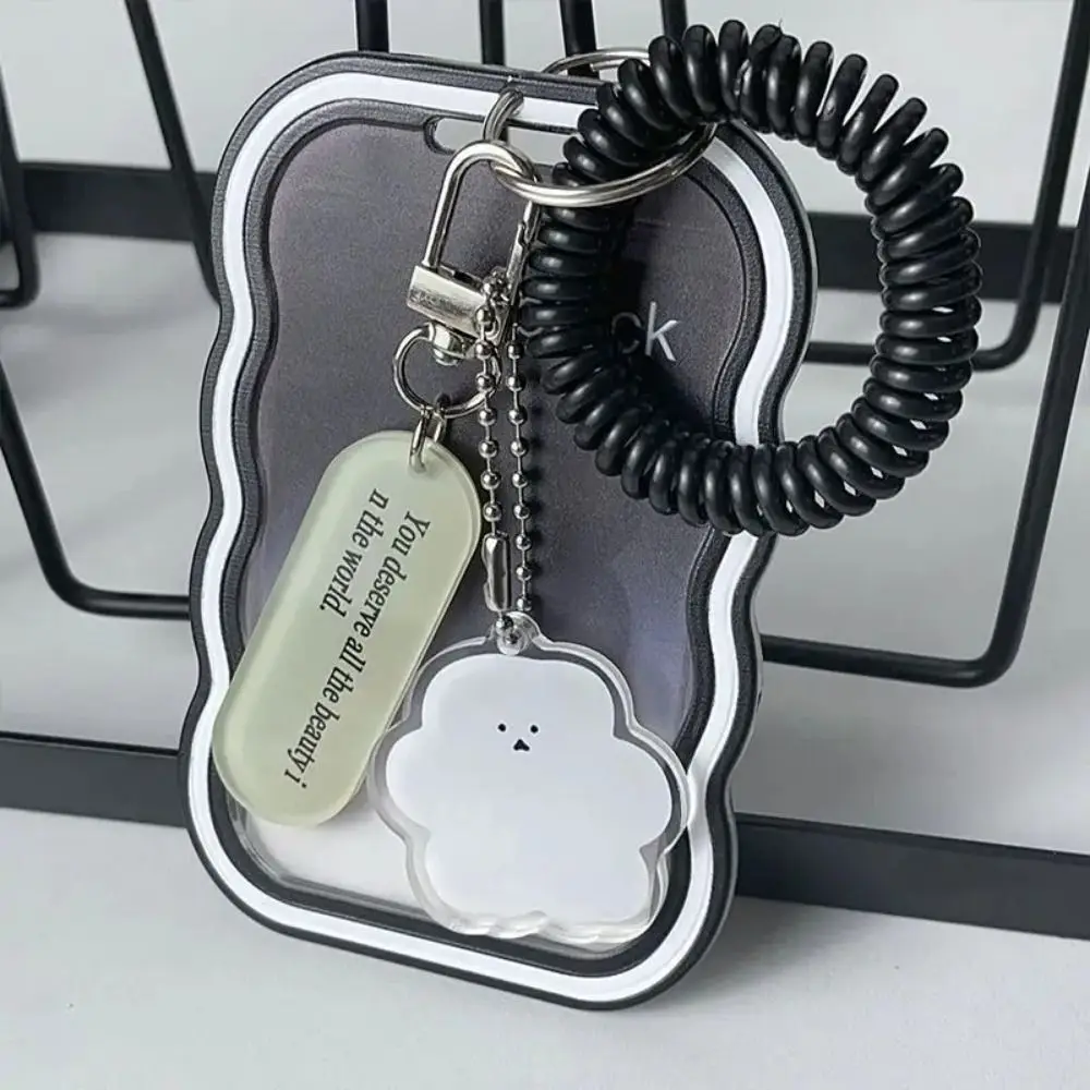 Korean Style INS Cute Photo Protective Case Wave with Keychain Card Sleeve ID Card Cover Protective Case Card ID Holder