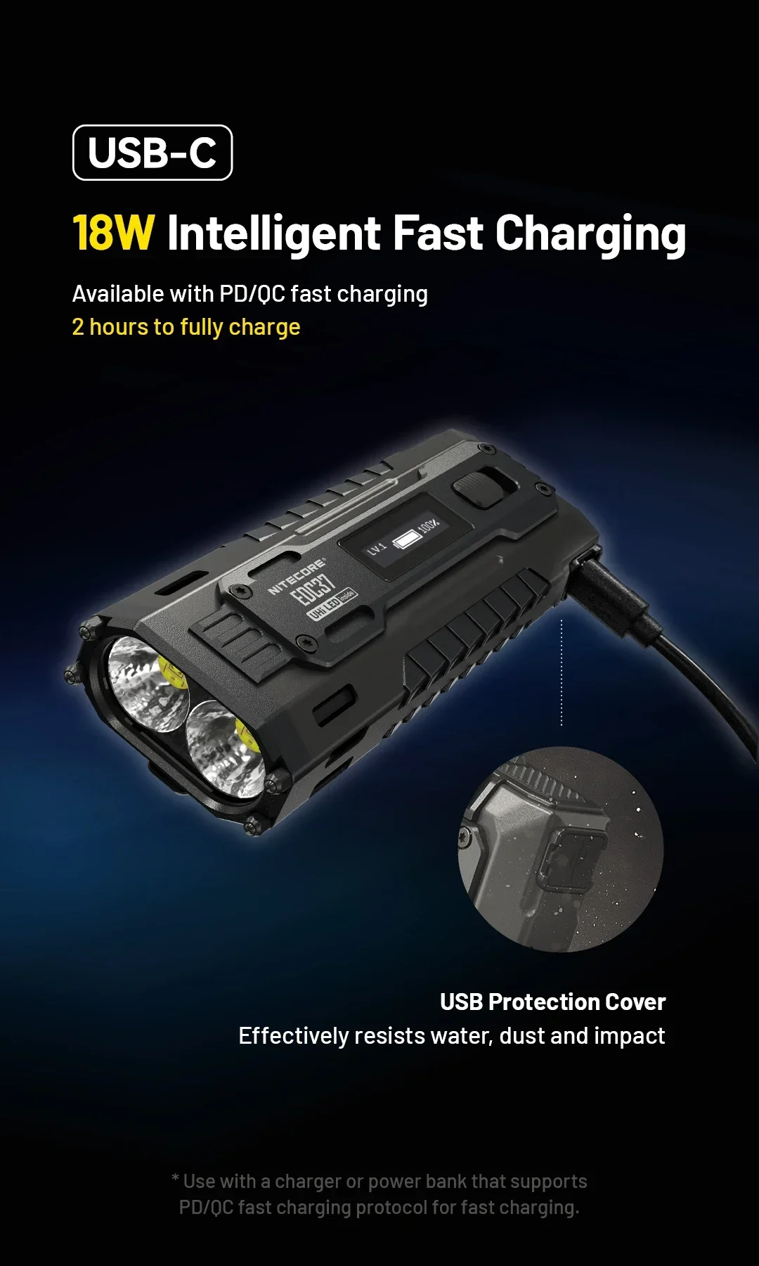 NITECORE EDC37 8000 lumens Strong light Ultimate Tactical EDC Flashlight