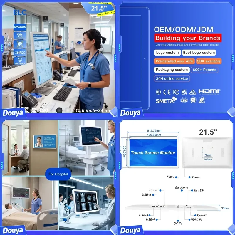 Ergonomic Nurse Station Touch Screen for Operational Dashboards and Hospital Management Information Systems