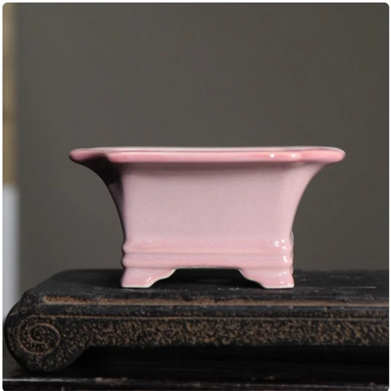 Porcelain Glazed Colorful Square Bonsai Pot,Small Vase, Sill,Bay Window, Table,Docoration