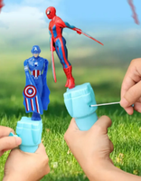 Anime Spiderman Bamboo Dragonfly Flying Toy Iron Man Captain Rotating String Flying Toys Outdoor Toy for Boys Children Gift