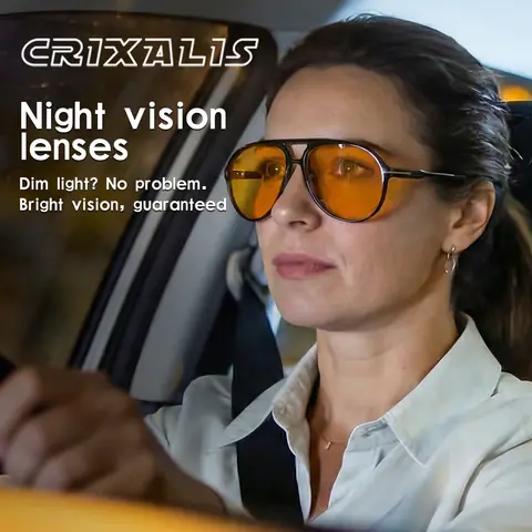 CRIXALIS Night Vision Sunglasses For Men Women Driving Fishing Running Goggle Square Vintage Fashion Trendy Sunglasses UV400