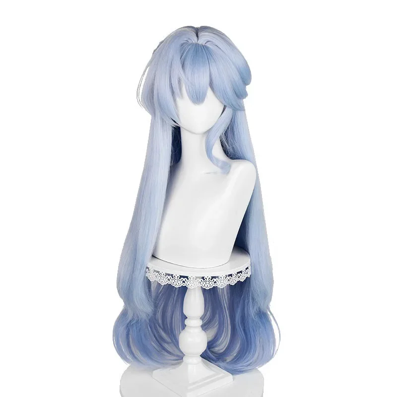 Honkai Star Rail Latest Robin Cosplay Wig Light Blue Long Hair Miss Robin Game Uniform Props Halo Wind Headwear Halloween Party