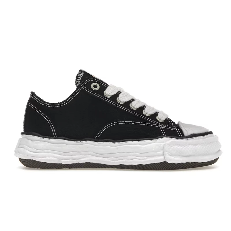 Chaussures décontractées vintage en toile noir délavé pour hommes et femmes, à semelle épaisse, style board, tendance