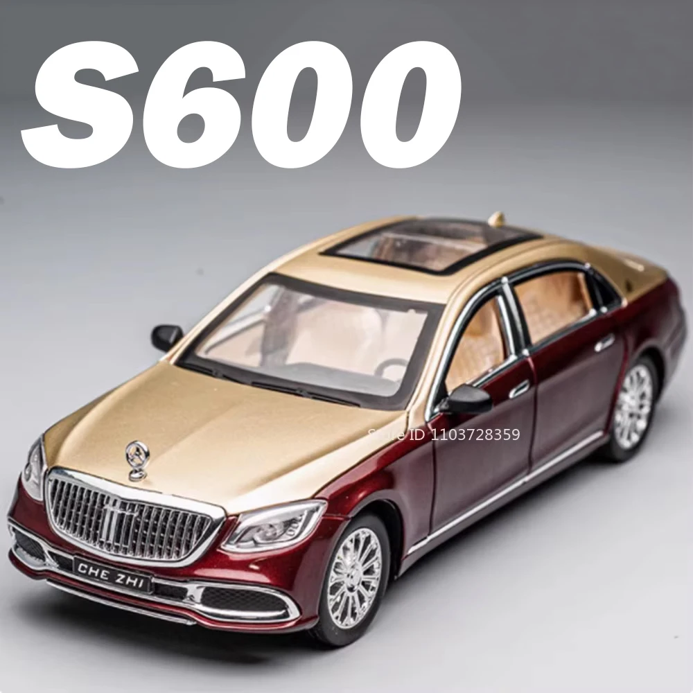 

1:24 Масштаб S600 62S Модель автомобиля Миниатюрные игрушки Металлические литые двери Открытые откатные звуки Свет Игрушки на день рождения Подарки для детей