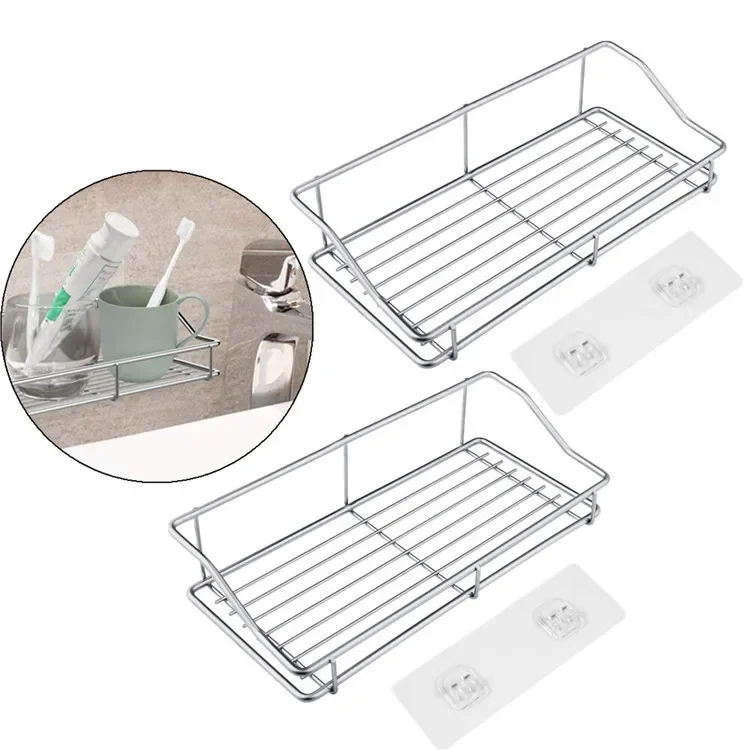 Bathroom Shelf Kitchen Storage Rack Stainless Steel Punch-Free Wall Mounted Shelf Shower Kitchen Wall Storage Organizer Rack