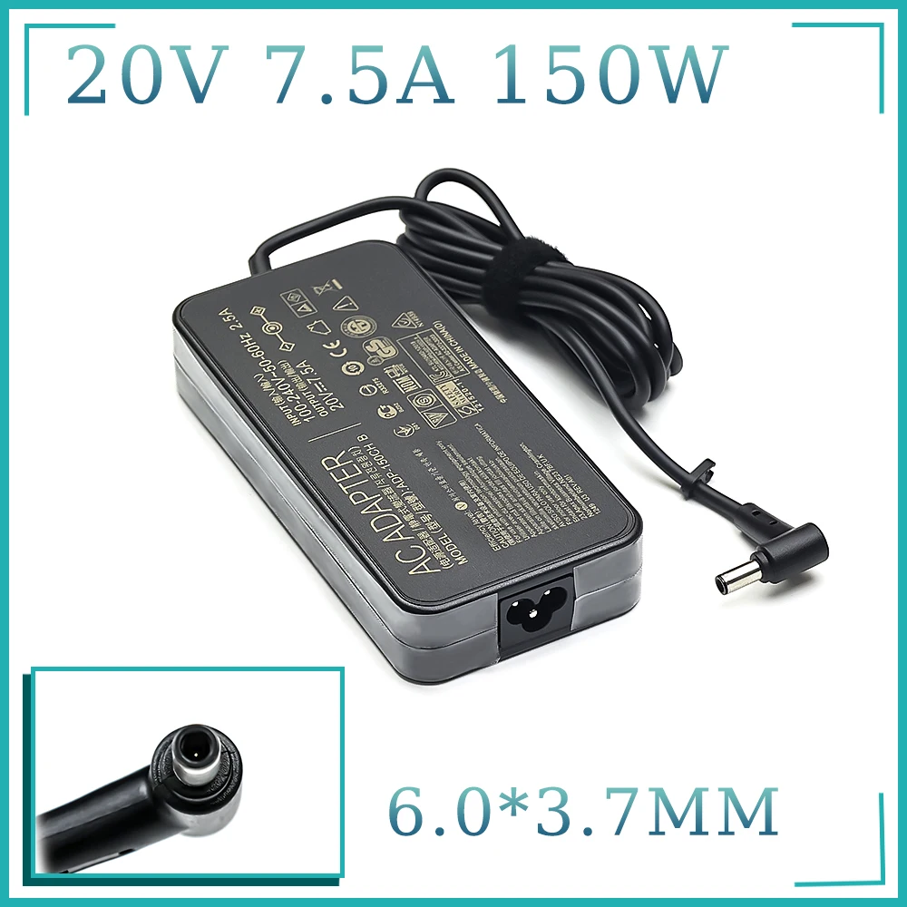 

20V 7.5A 150W 6.0*3.7mm Charger AC Notebook laptop adapter For ASUS Rog FX95D VX60G TUF Gaming A15 FX506lu FX705G FX86FE T9750