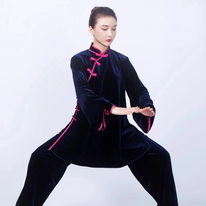 Kun Master Thicken Velvet Taichi Uniform Elegant Winter Martial Arts Suit Kung Fu Clothes Taiji for Women