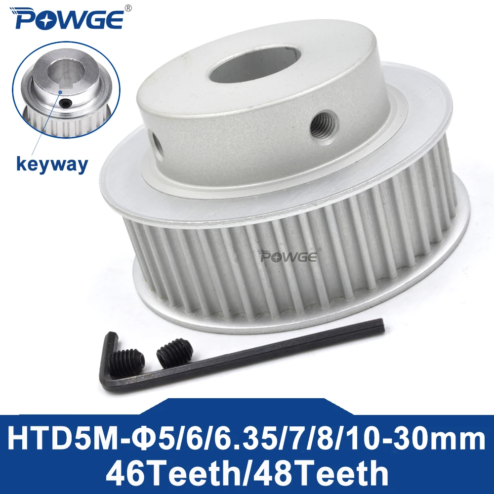 POWGE 46 48 الأسنان HTD 5M توقيت بكرة BF تتحمل 8/10/12/14/15/16/17/18/19/20/22/24/30 مللي متر ل HTD5M عرض الحزام 15/20/25 مللي متر 46T 48T #1