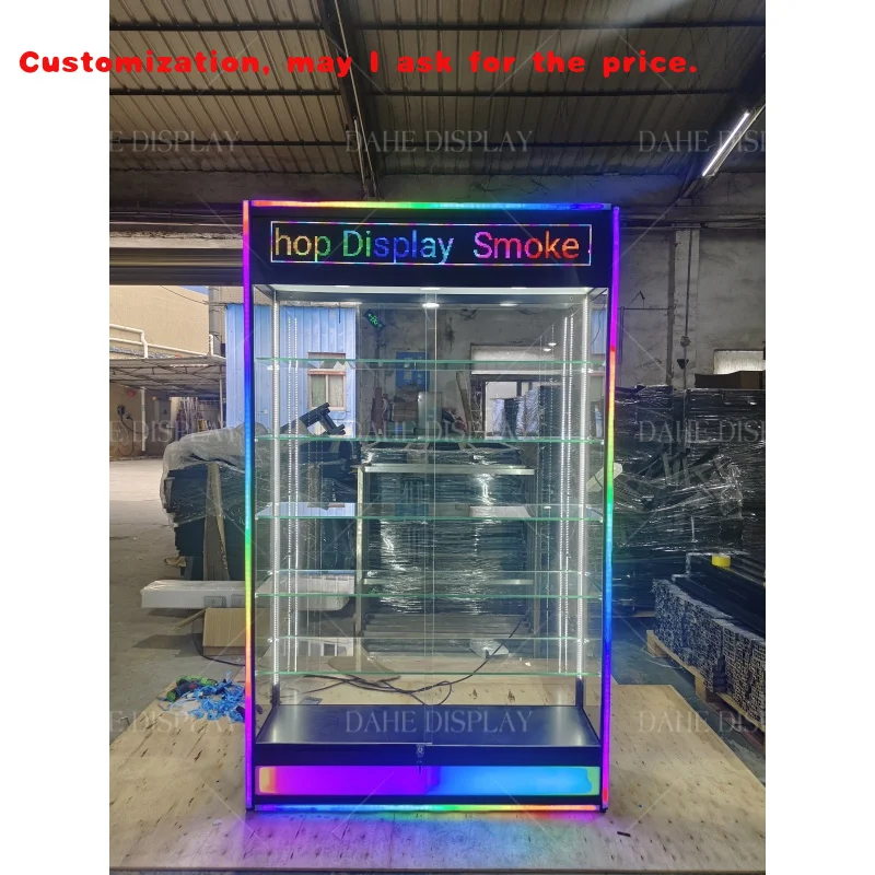 custom.Smoke Shop Show with Adjustable Shelves Store Accessories Glass Display Hot Selling Display Cabinet Sho