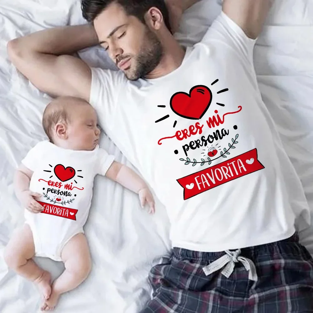 Father's Day Family Matching Outfits T-shirt You Are My Favorite Person Print T Shirt Daddy Shirt Baby Bodysuit Family Look