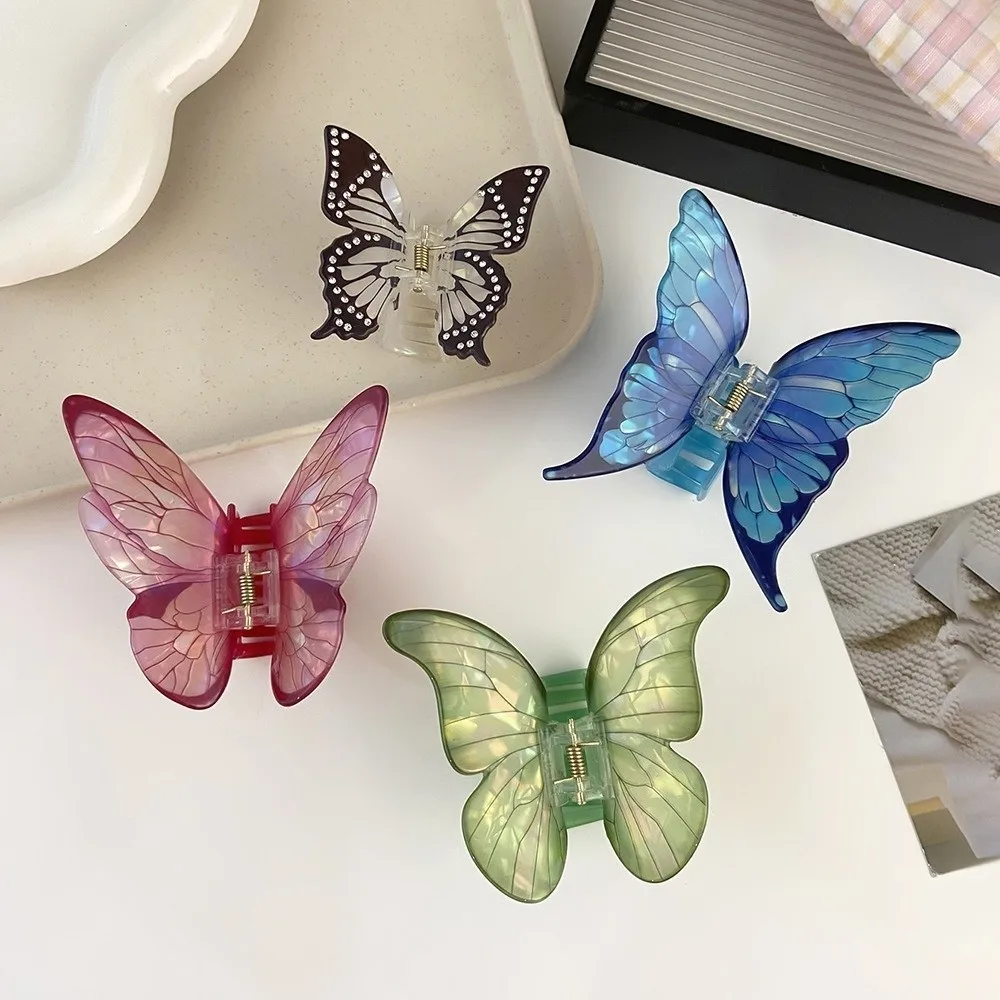 

Creative Simulated Butterfly Hair Claw Acrylic Gradient Color Big Hair Clip Hairpin Hair Accessories Colorful Ponytail Clip