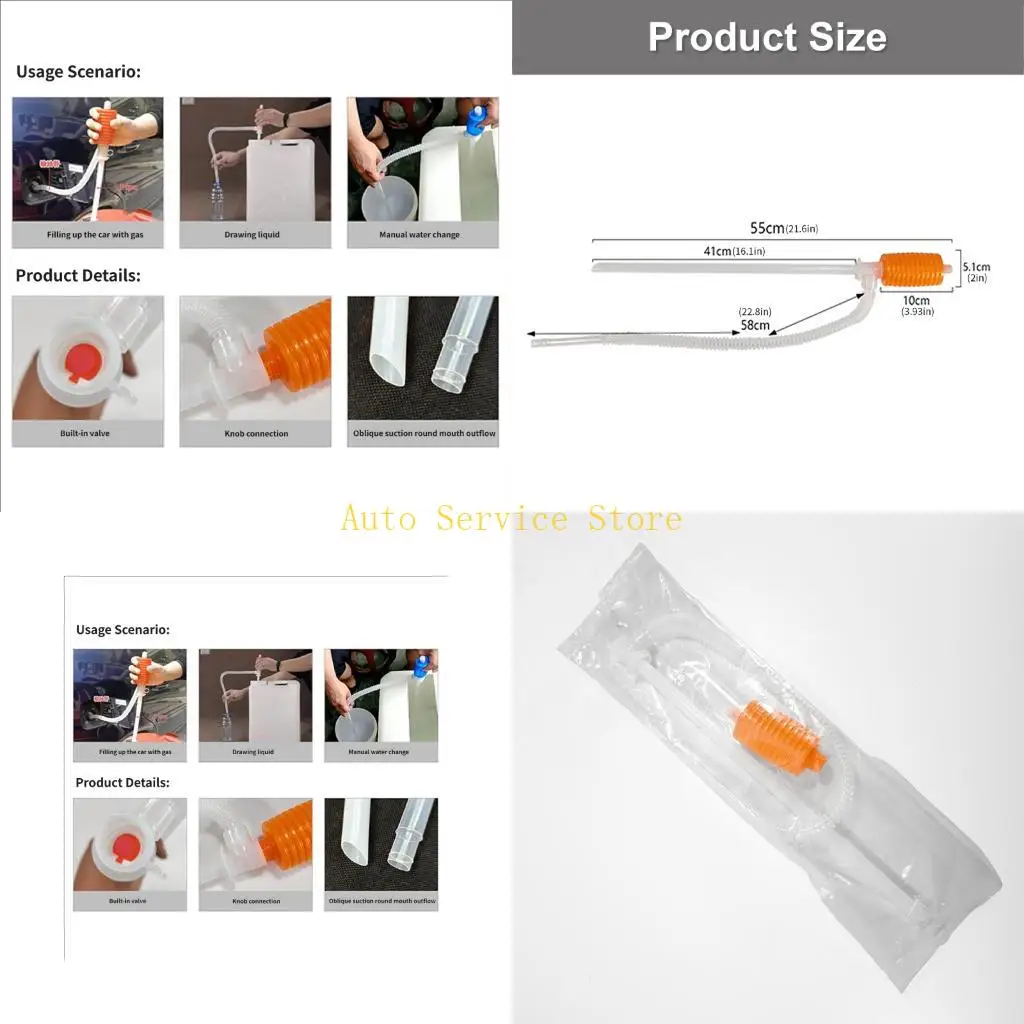462A 55Cm Extendable Plastic Transfer Siphon Hose For Car Motorcycle Emergency Oil Pumping