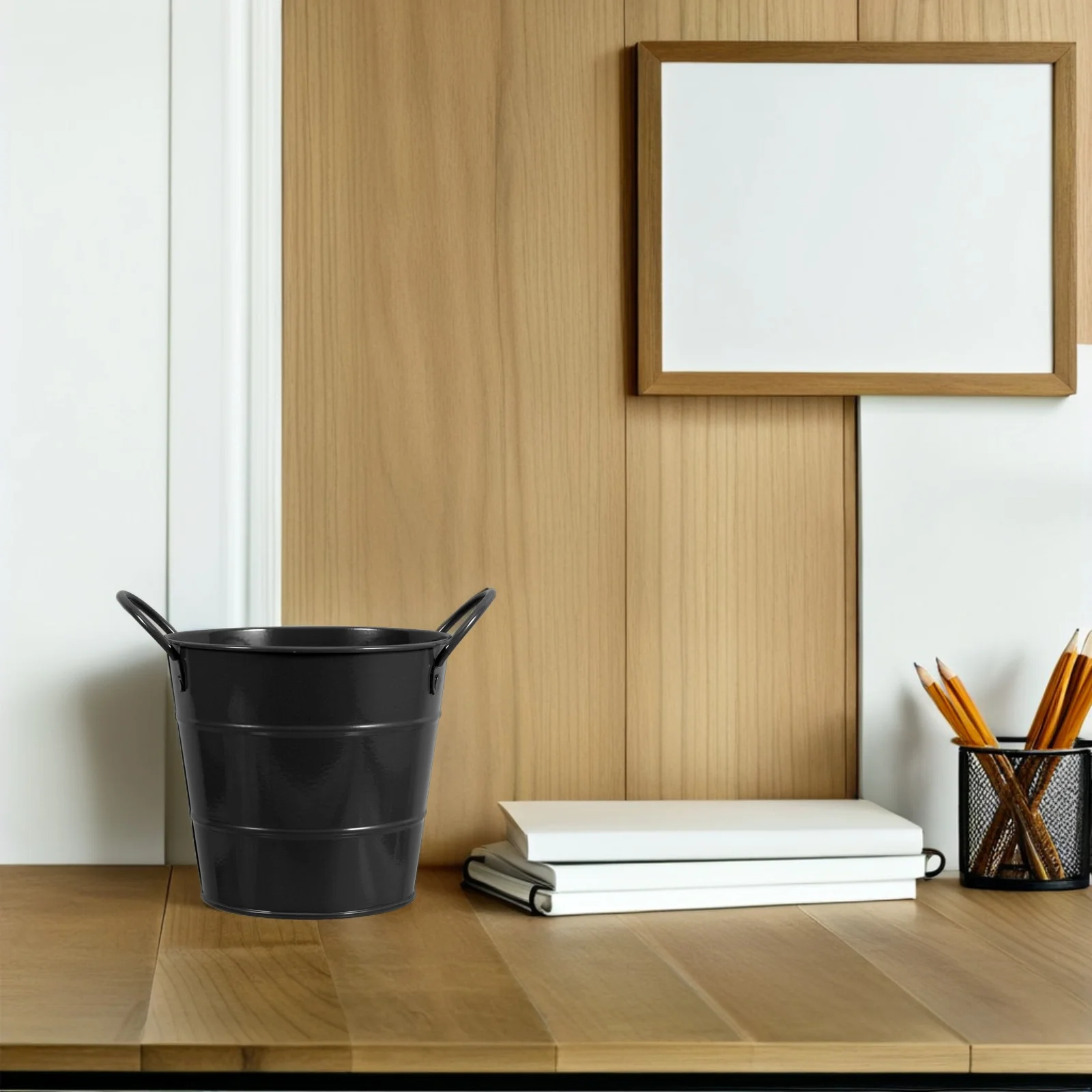 

Desktop Trash Can Iron Storage Bucket Material Office Home School Use Pen Holder Paper Basket Mini Dust Bin