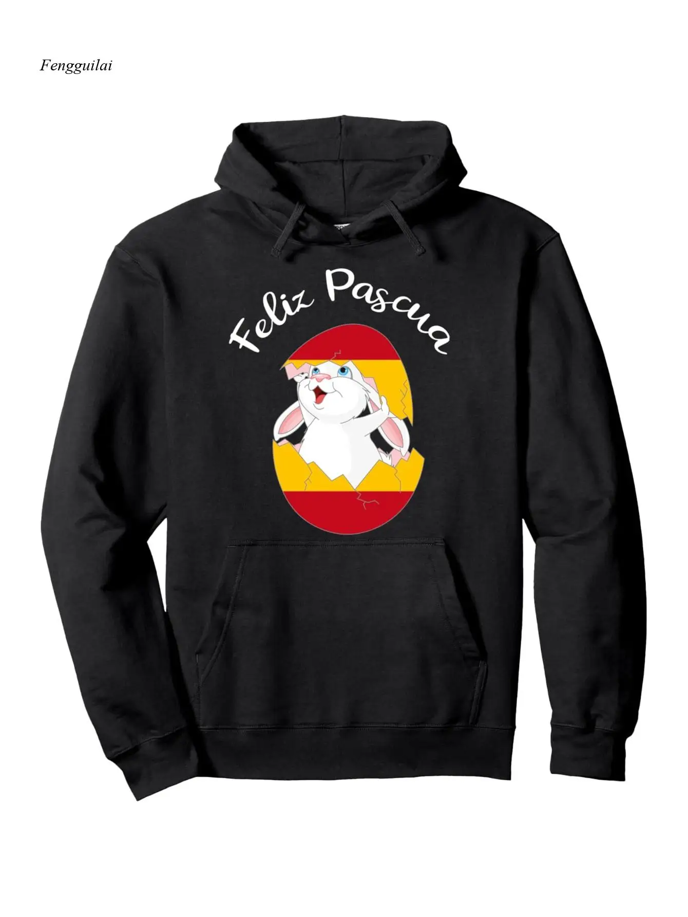 

Испанская пасхальная толстовка с капюшоном — пуловер Bunnyaphic с милым кроликом и испанским текстовым принтом
