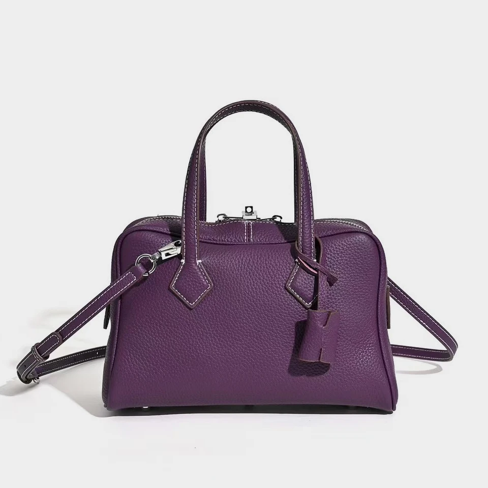 

Сумка из натуральной кожи, 26 см, верхний слой из воловьей кожи, сумка для боулинга, модная сумка через плечо и сумка через плечо, сумка Boston