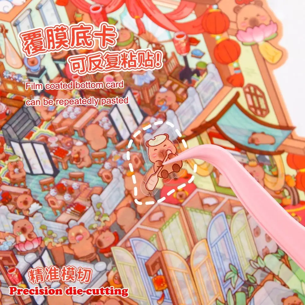 Nieuwe Plus Size 3D Landschap Sticker Cartoon Visuele Stapelen Cabine Scène Pocket Sticker Sticker Cabine Scène Student Kid