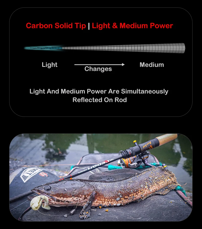 PURELURE NEUE CEDAN Solid Tip Bass Rod 36T Carbon Casting Spinning Angelruten Baitcasting 2,5g-12g Schnelle Forelle Angelrute Barsch Angelrute – Detail 9