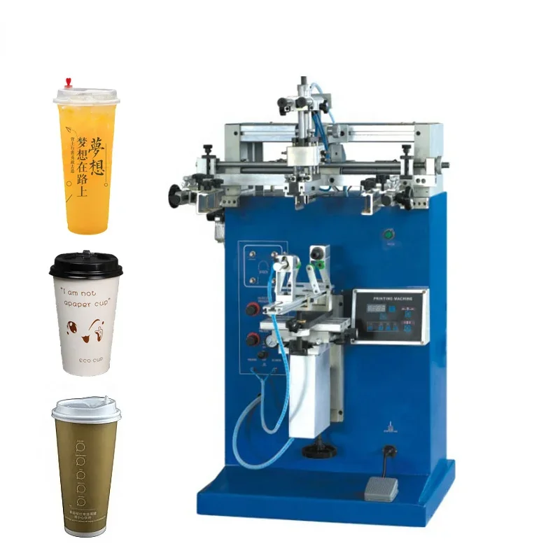 Hot Sale Paper Coffer Plastic Cup Printer Cylindrical Silk Screen Printing Machine for Paper Cups