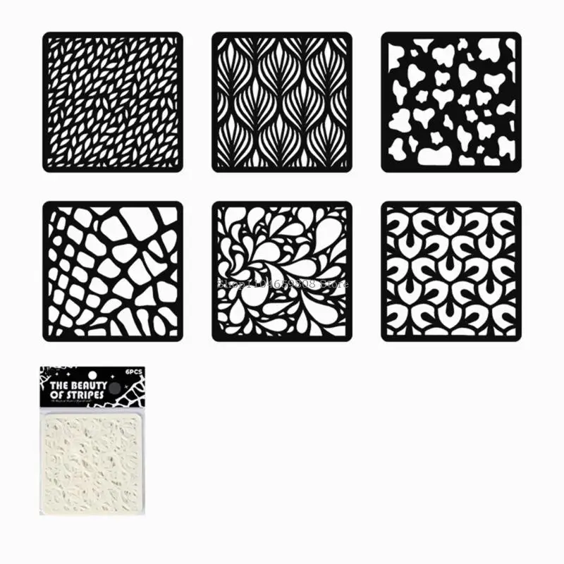 6 PC Flowers Disegno Modelli strati strati stravaghi per rivista degli stencil