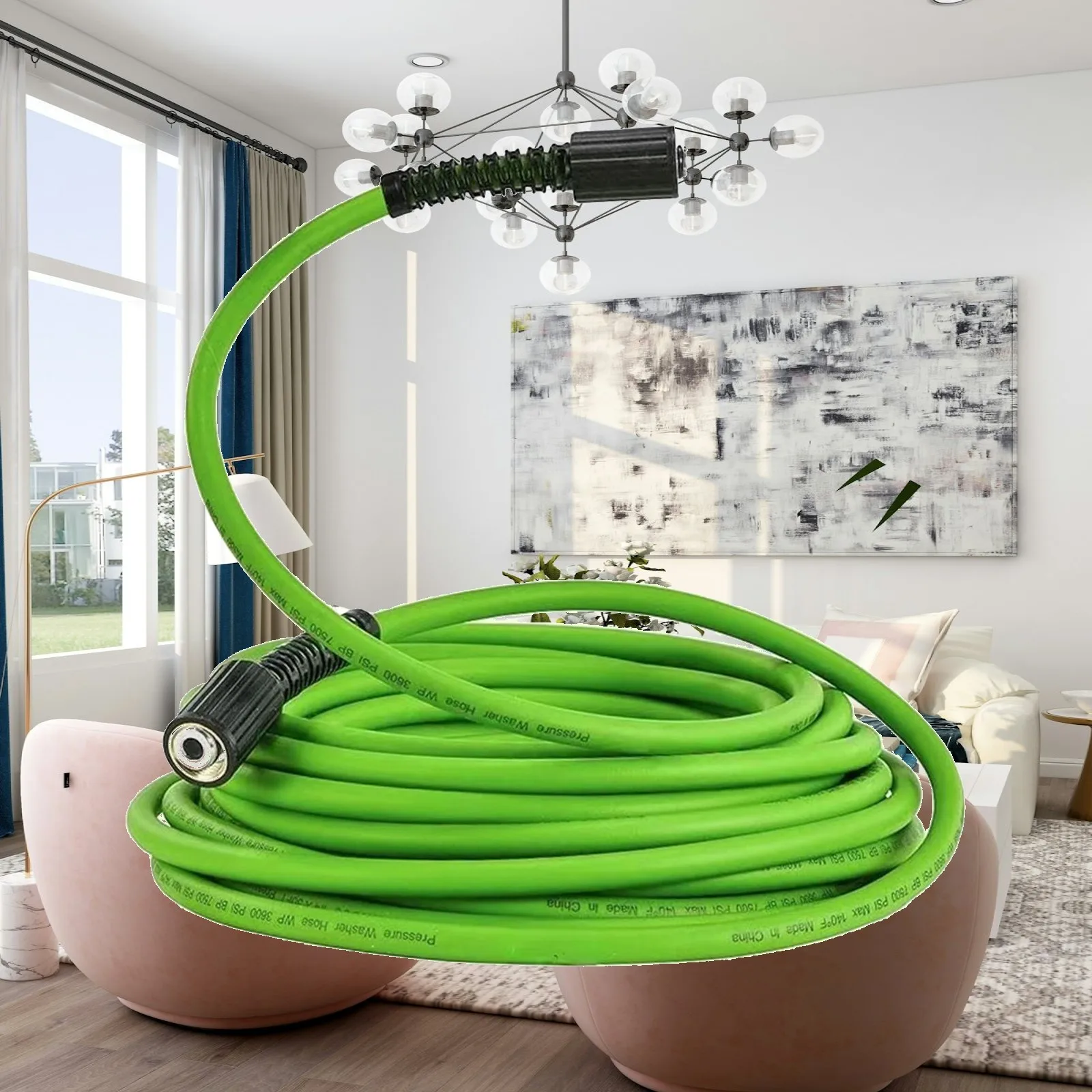 Water Hose Nozzle High Pressure Kink Resistant Washer Hose with Copper Plated Connector for Patio Use