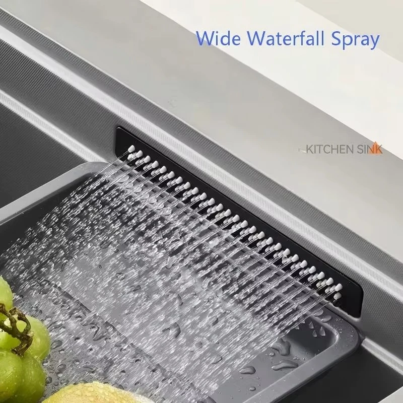 Factory Wholesale High Quality 304 Stainless Steel Nano Kitchen Sink One Vegetable Basin Built-in High Pressure Cup Rinser
