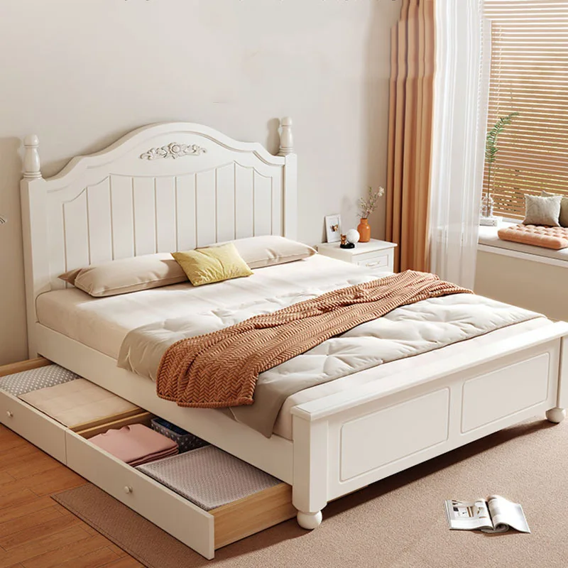 #Wooden Full Bed Modern Loft Queen Double Frame Wooden Girls Beauty Bed Safe Sleeping Letto Matrimoniale Lounge Suite Furniture