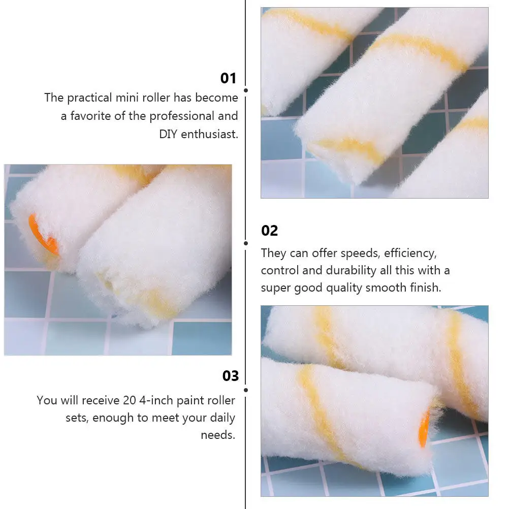 48Pcs 4 Inch Painting Roller Sleeve Lightweight Easy Grip Paint Brush Covers for Utility Rooms Kitchens Bathrooms Smooth Control