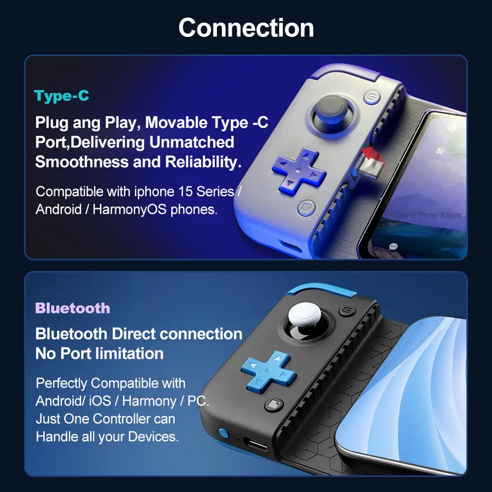 وحدة تحكم ألعاب GameSir X2s بلوتوث للهاتف المحمول أذرع تحكم للكمبيوتر مع عصا تأثير هول لأندرويد آيفون iOS - 2