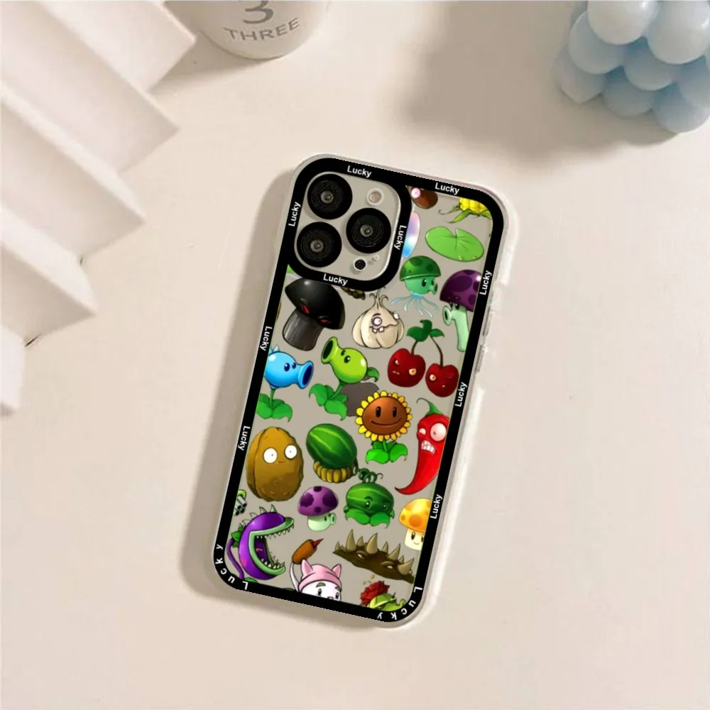 เคสโทรศัพท์เกม P-Plants vs Z-Zombies สำหรับ iPhone 11 12 13 14 15 16 PRO MAX XS x XR 7 8 plus SE 2022นิ่มกันกระแทก