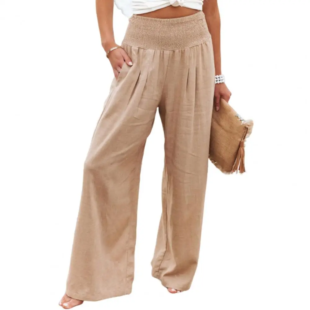 Casual Pants Women Pants Soft Breathable Women's Wide Leg Pants Stylish Office Casual Trousers with Elastic Waist for Summer