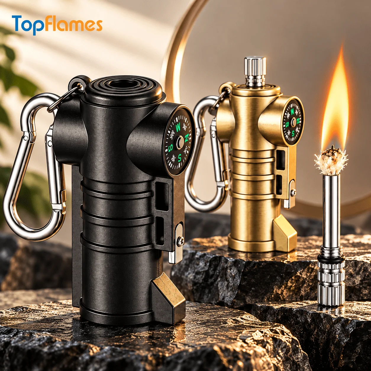 4-in-1 Permanent Match Lighter—a Refillable Metal Fire-starting Tool.