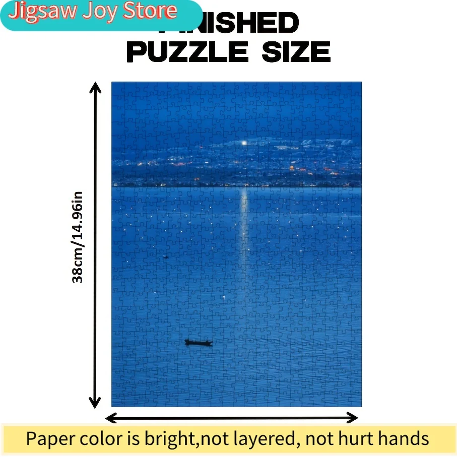 1 Duży Puzzle dla Dorosłych - Motyw Północnego Wybrzeża z Widokiem na Miasto, Trudne Puzzle z Ponad 500 Unikalnymi Elementami, Prezent Urodzinowy