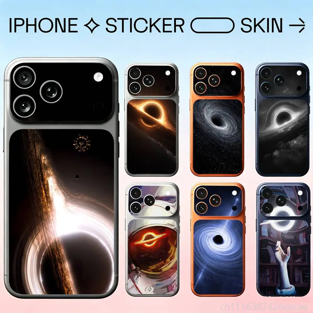 Black Holes For Apple iPhone 17Pro,17Pro Max Battry Back Cover with Camera Decal Skin Rear Protective Sticker Film