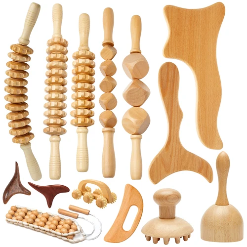 Herramientas de masaje de madera, masajeador de drenaje linfático de madera, herramientas anticelulíticas para dar forma al cuerpo para belleza, Gua Sha, alivio muscular dolorido