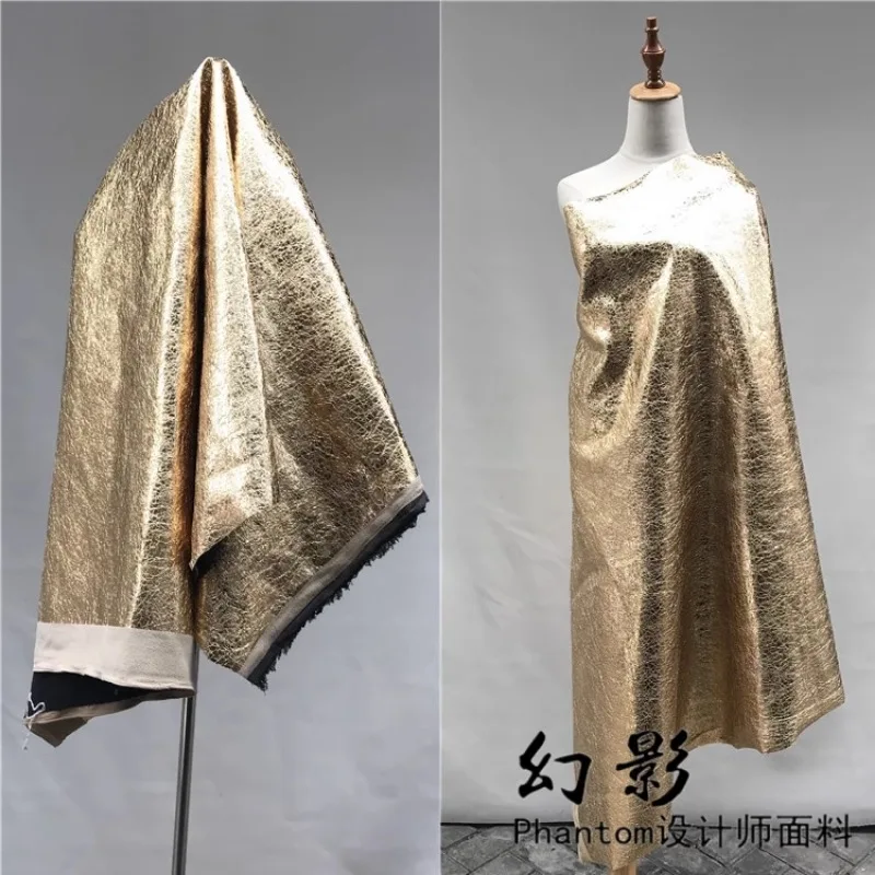 Metallic Glossy Leather Fabric for Stage Costumes Shooting Live Streamer Background Decoration Designer Diy Sewing Cloth