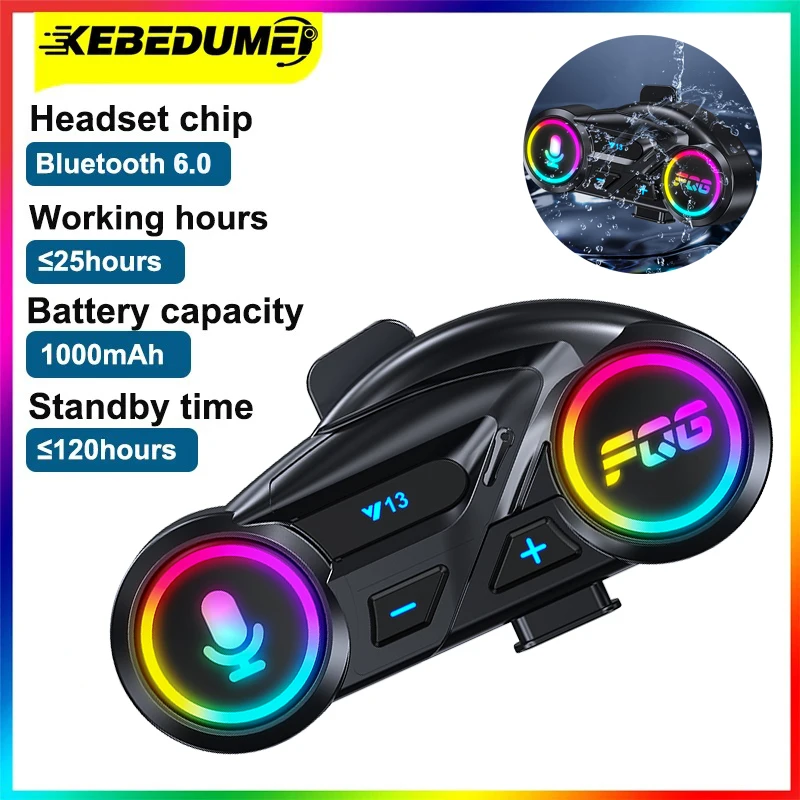 

Y13 Motorcycle Helmet Headset Wireless Hands-free Call Phone Kit Waterproof MP3 Music Player Speaker Voice Control Moto Earphone