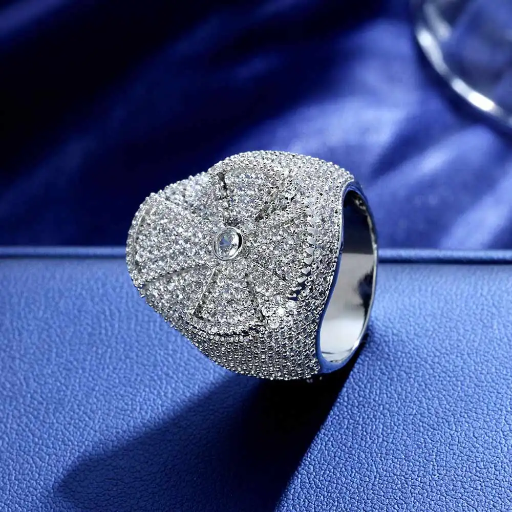 

Hip Hop Jewelry Fashion Full Pave Iced Out Ring Shiny Brass Zircon Cross Ring For Gift for Men and Women