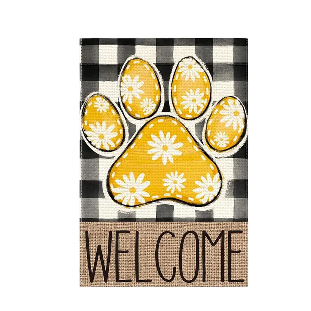 Welkom In De Lentetuin Dubbelzijdige Vlag Schattige Print Paw Levert Thuis Buitentuin Decoratie Decor Seizoensgebonden W9g4