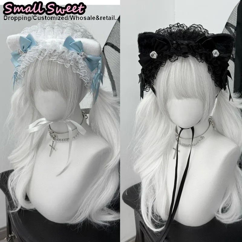 

Women Y2k Girl cat's ear Harajuku Gothic Lolita subculture Lace Ruffled Floral Headband hair band Headdress Hair accessories