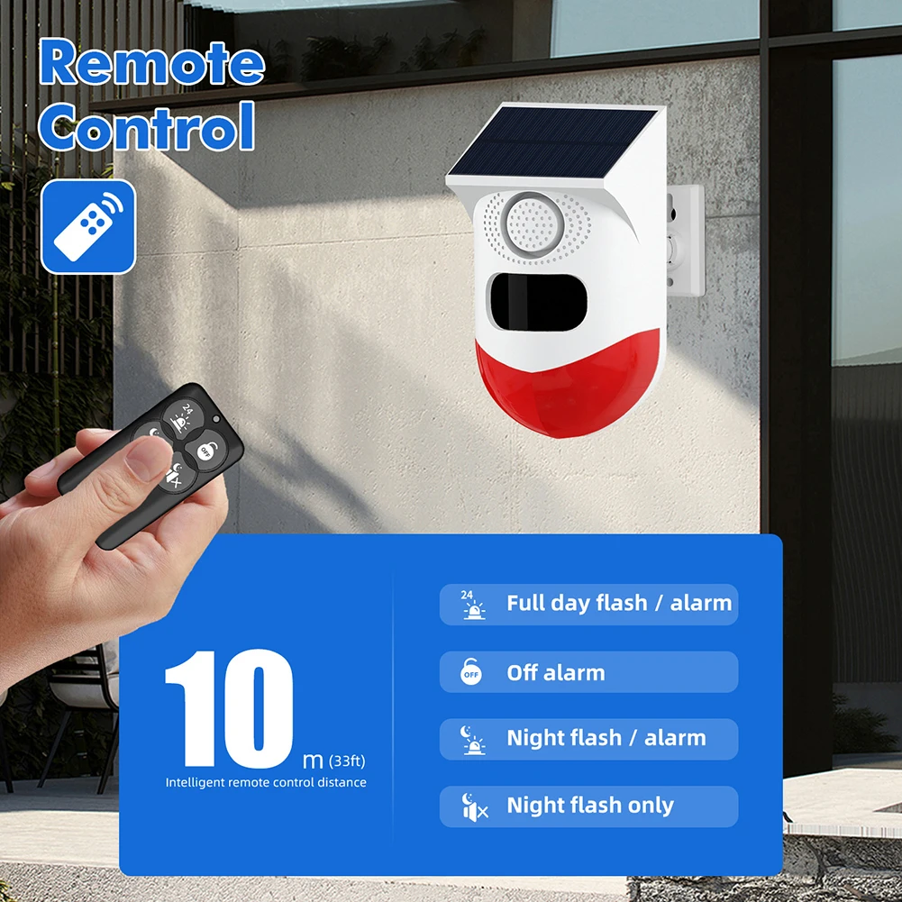 Охранная инфракрасная сирена с датчиком движения на солнечной батарее, дБ
