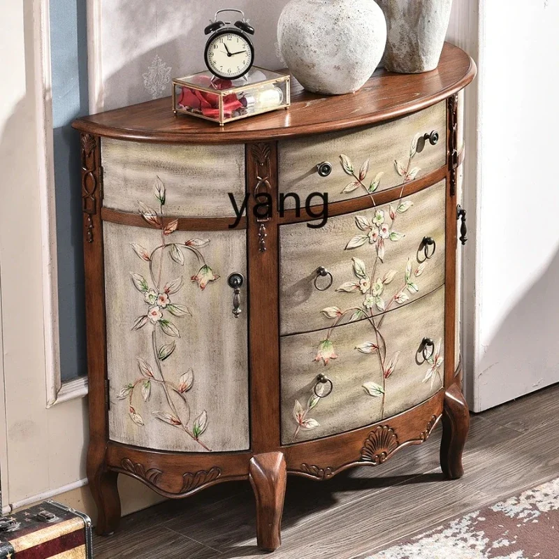 CX Mediterranean Living Room Partition Entrance Door Semicircle Corridor Lobby Small Cabinet