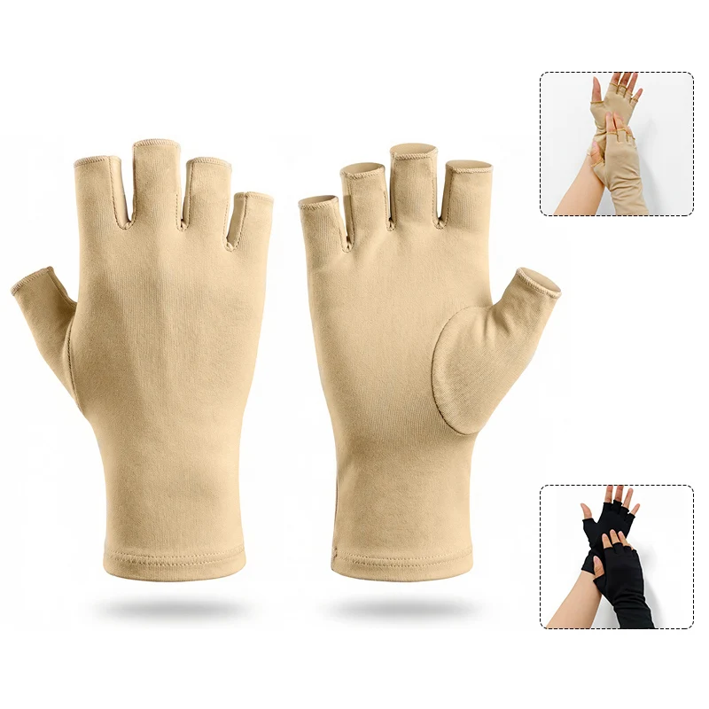 Short Half-finger Compression Arthritis Gloves Breathable Pain Relief Hand Wrist Support for Women Men Typing Playing Instrument