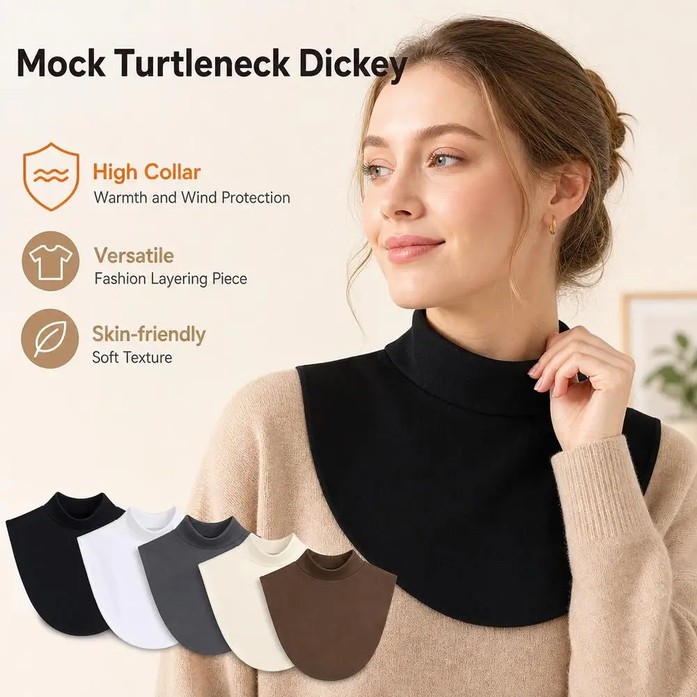 Mock Turtleneck Detachable False Collar Polyester Half-Neck Insert Dickey Half-Neck Detachable Collar for Office Sweaters
