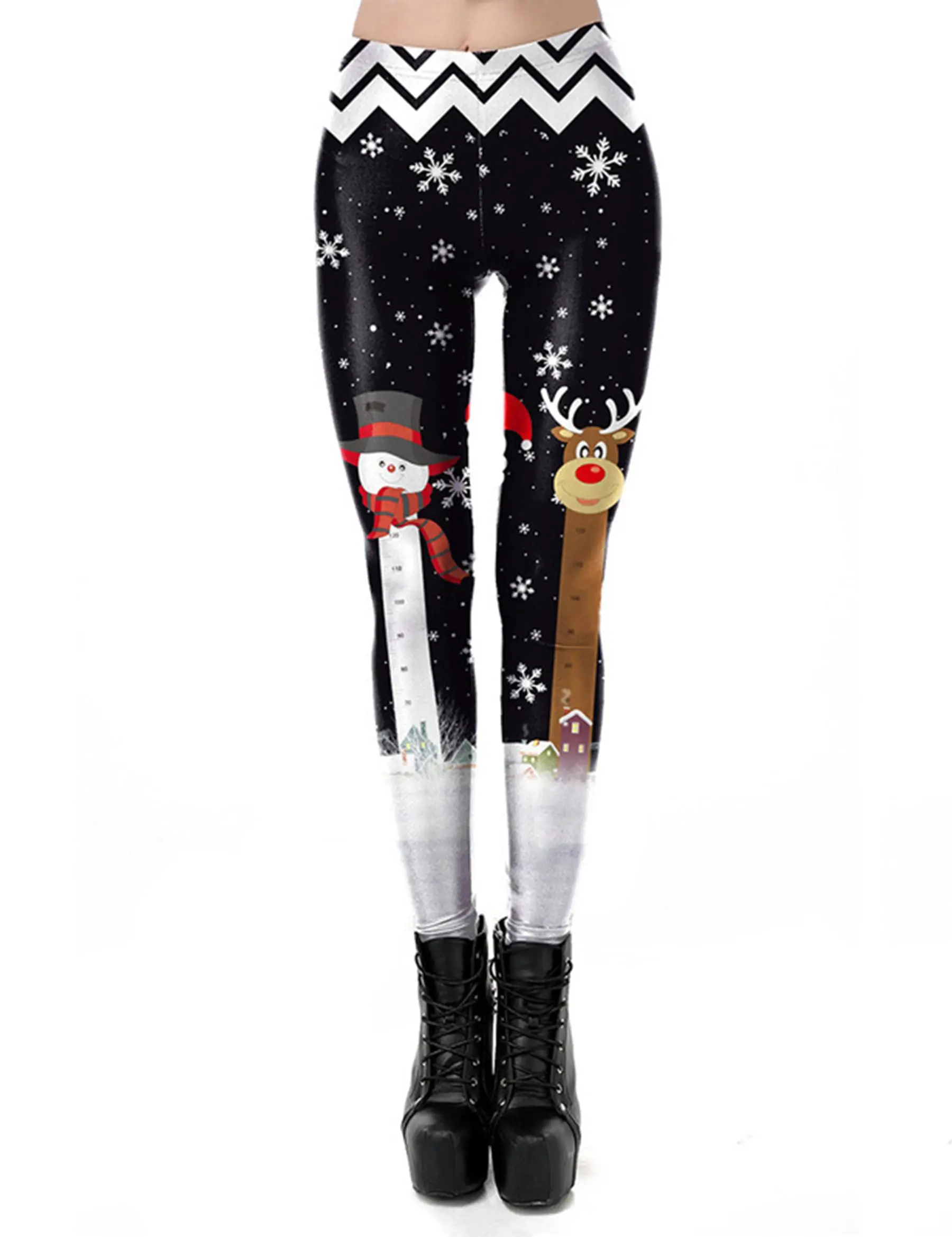 

Women's Leggings Christmas Snowman Reindeer Print Tights Polyester Spandex Blended Elastic Autumn and Winter Clothing